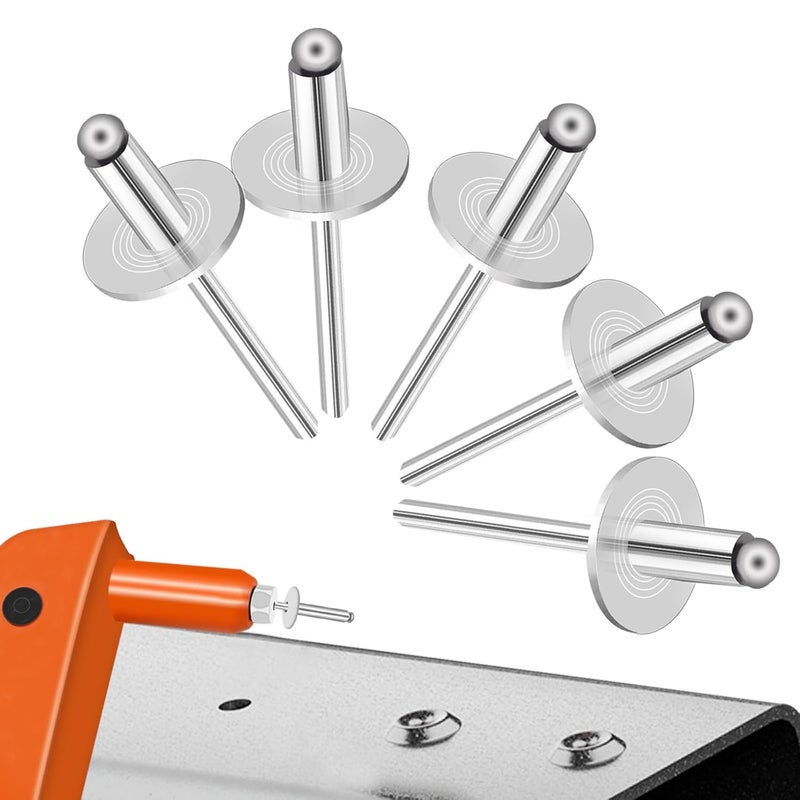 Sunxeke 100pcs Aluminum Large Flange Blind Rivets, 3/16 x 3/8 inch, Flange Diameter 5/8 inch(16 mm), Pop Rivets Assortment Kit Blind Rivet by Bolt Dropper, Grip Range(3-6mm) - Image 3